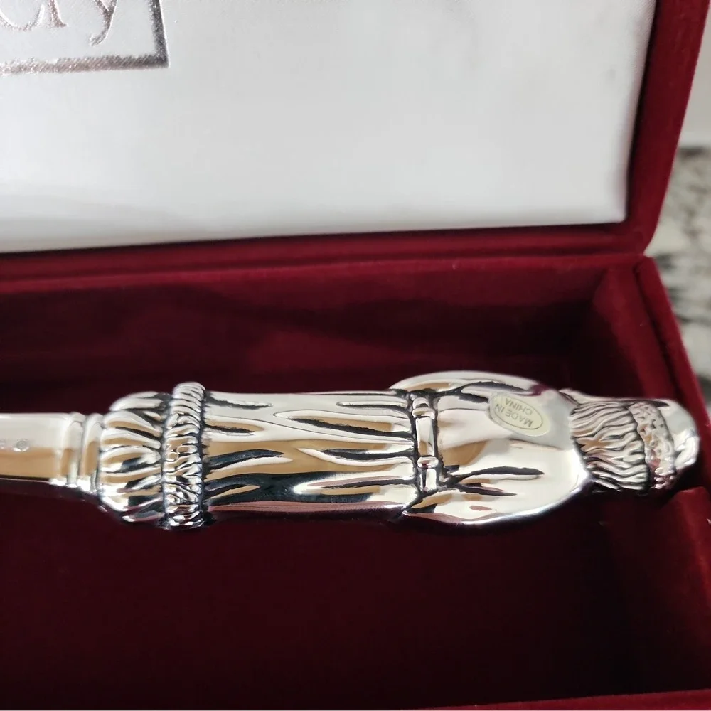 Godinger Cake Cutter Pie Server Santa Claus Silver Plate Christmas Dessert Knife